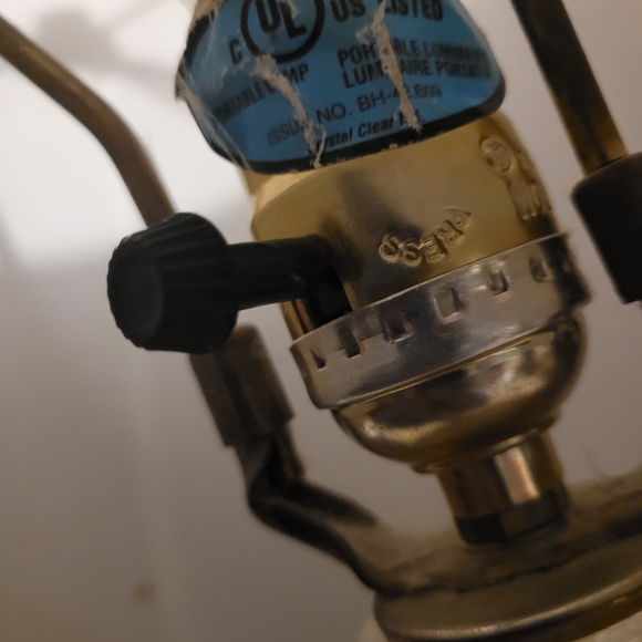 pair of Vintage Crystal and brass table lamps brown organza shade Hollywood - Picture 5 of 6